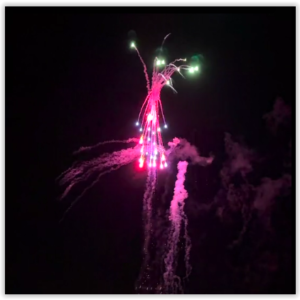 SCB962 - 19s Gold Glitter Tail Spit Red to Blue to Green Colour Change Star 6/1